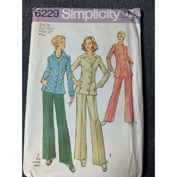 Simplicity Misses Shirt jacket pants Sewing Pattern sz 10 6229 - uncut - Picture 1 of 11
